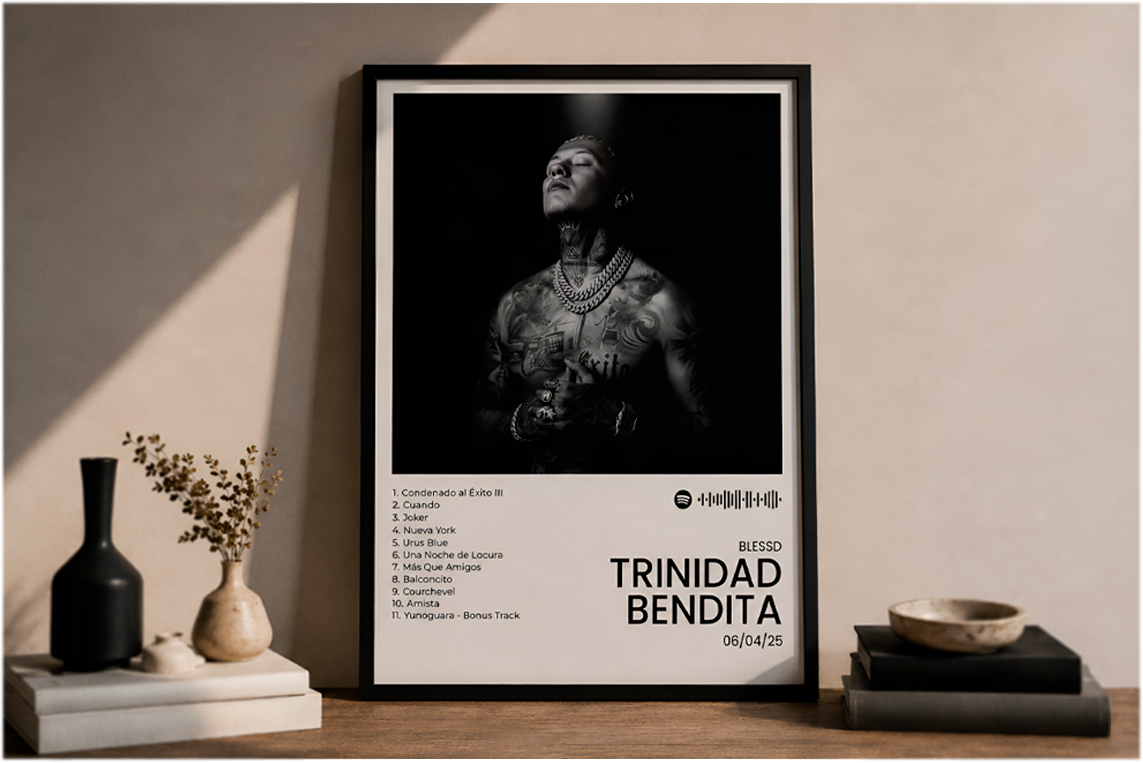 Framed 16x20 custom music artwork inspired by Trinidad Bendita